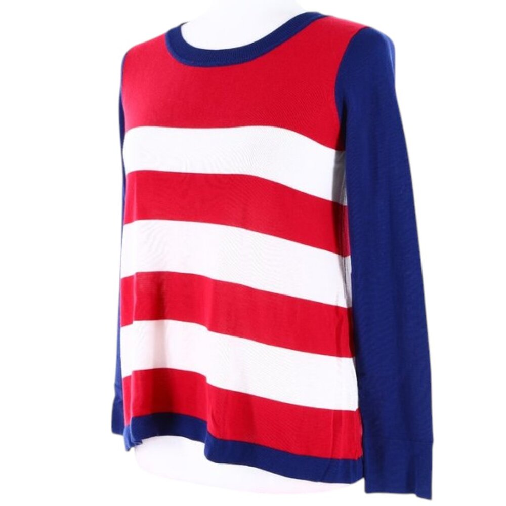 ALPHA STUDIO Red/Blue Striped Crew Neck Women’s Sweater - Retail $210 - NWT